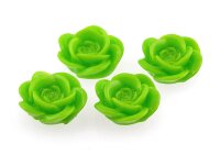 4 Cabochon Rosen in leuchtenden grün, 18 mm