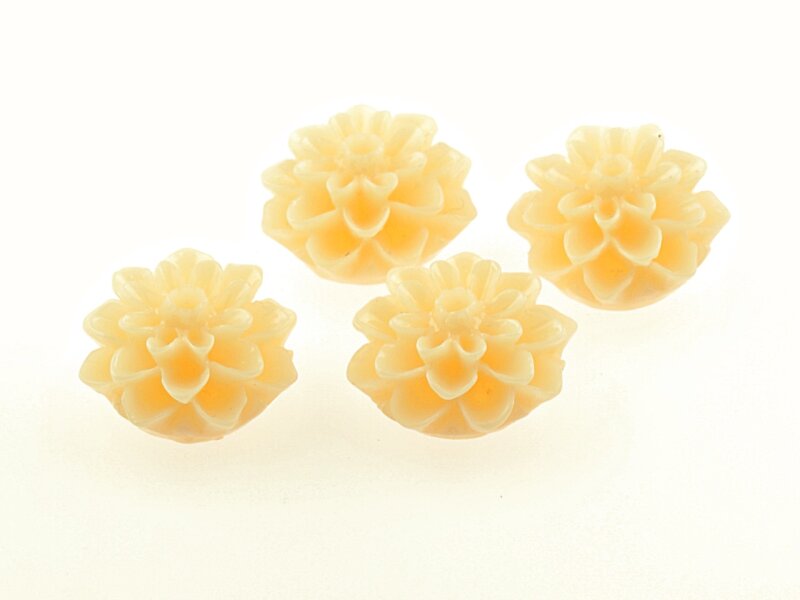 4 Cabochons Blume in hellen apricot, 15 mm