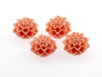 4 Cabochons Blume in lachs, 15 mm