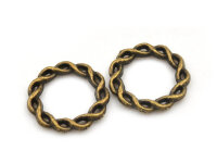 geflochtene Ringe in antik bronzefarben 15 mm 10er Set