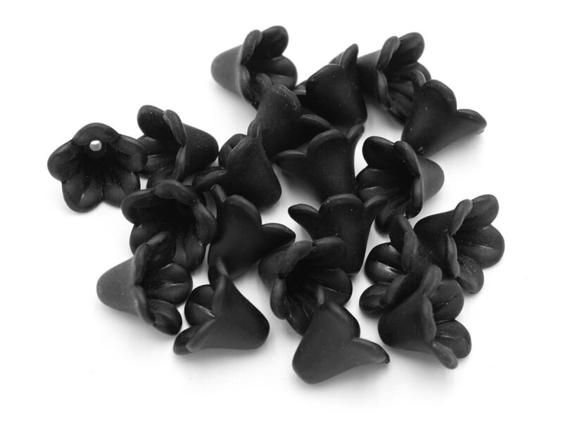 Blüten in schwarz gefrostet 10x14mm 20 Stück
