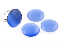 2 Cabochons 18 mm Cateye-Glas blau
