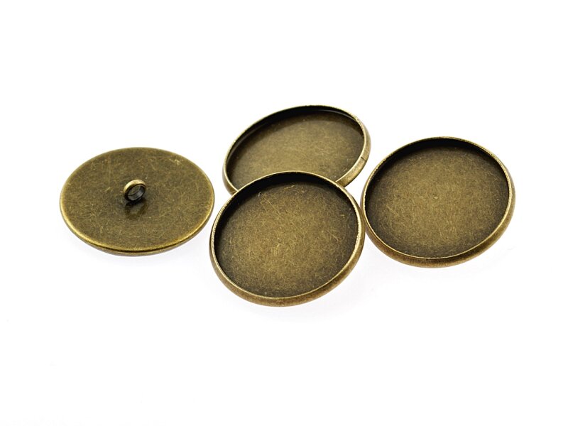 4 Fassungen in antik Bronze, als Knöpfe zu verwenden, 20 mm
