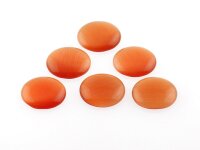 6 Cabochons aus Cateyeglas in orange, 14 mm