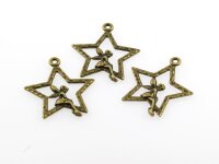 6 Sterne mit Elfe in antik Bronze