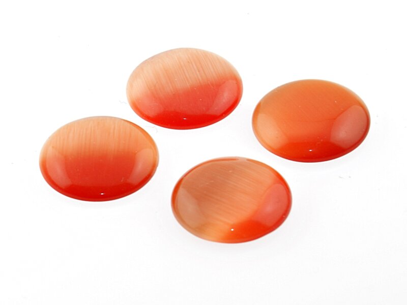 4 Cabochons Cateye Glas in orange, 20 mm