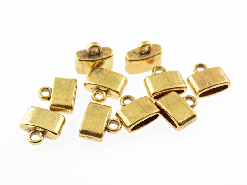 8 Endkappen in antik goldfarben für 9 mm breite Bänder