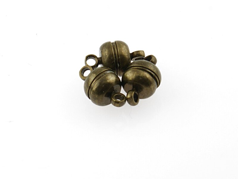 2 kleine Magnetverschlüsse als Kugel in vintage Bronze