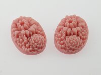 4 Kameen "Blütenpracht" in rose, 32 x 22 mm