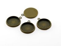 6 Fassungen in antik Bronze für 14 mm Cabochons