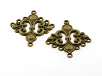 4 orientalische Verbinder in antik Bronze, 36 mm