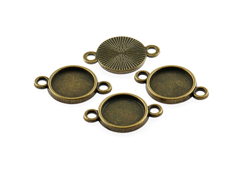 10 Fassungen als Verbinder für 10 mm Cabochons in Vintage bronze