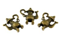 4 kleine Teekannen in 3D als Anhänger in antik Bronze