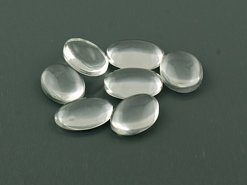 10 Cabochon Glas klar oval, 14 x 10 mm