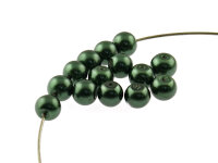40 Glaswachsperlen in dunkelgrün, 8 mm
