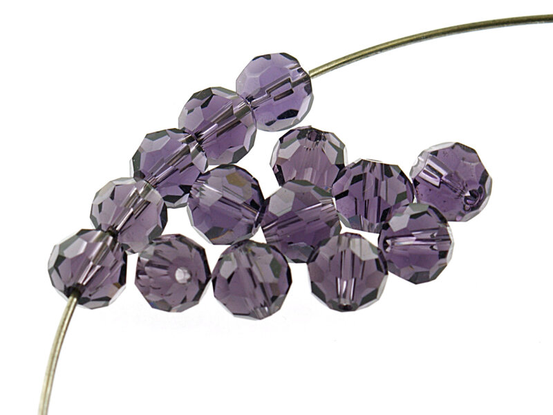 10 Glasschliffperlen in violett, 8 mm