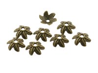 20 Perlkappen als Blätter in antik Bronze, 10 mm