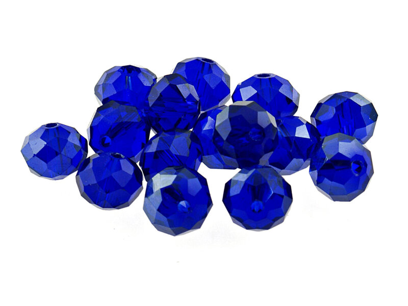 10 Glasschliffperlen in dunkelblau, 10 mm