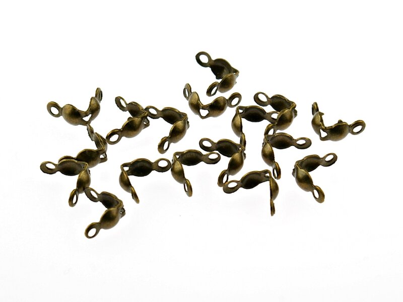 50 Endkappen für dünne Bänder in antik Bronze, 3 mm