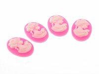 4 Cabochon/Kamee in pink, 18 x 13 mm