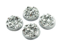 4 Cabochons "Eiskristalle" in silber, 12 mm