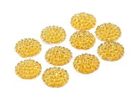 10 Resinabochons in honigfarben im Strassdesign, 12 mm