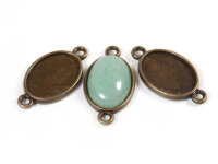 6 ovale Fassungen als Verbinder für 13 x 18 mm Cabochons in antik Bronze