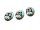 4 Glascabochons mit schwarzer Eule in türkis, 18 x 13 mm
