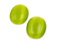 2 Cabochons 25*18 mm Cateye Glas in olive