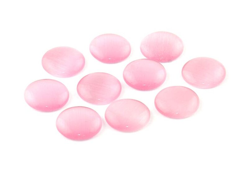8 Cateye Cabochons in rosa, 12 mm