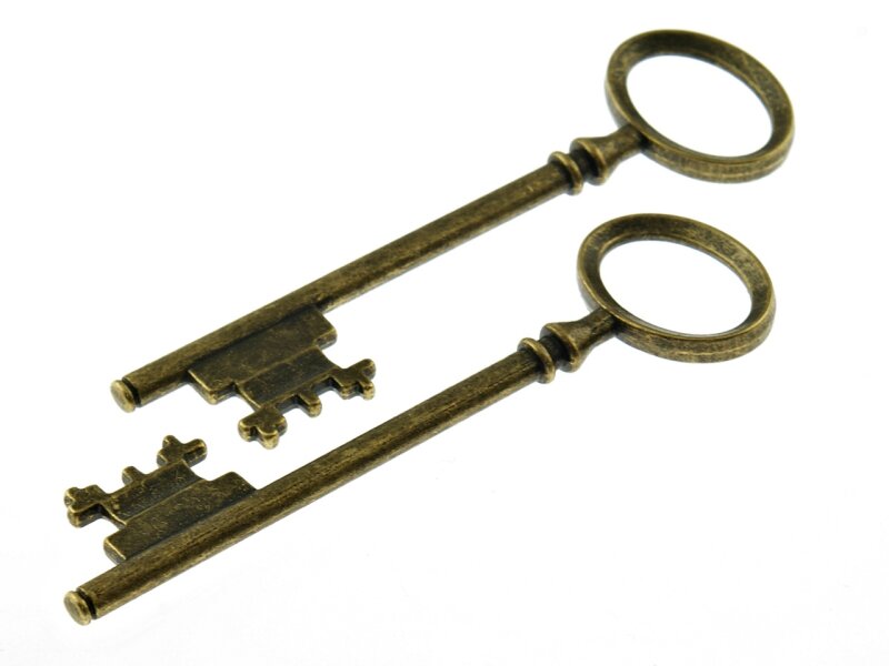 Anhänger als Schlüssel in antik Bronzefarben 80mm, 2 Stück