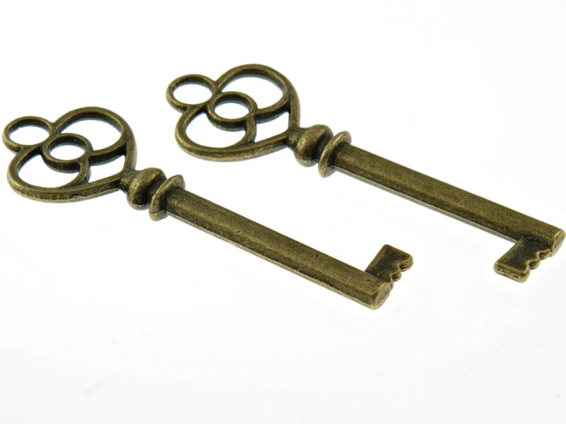 2 Schlüssel in antik Bronze, Steampunk-Stil