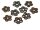 50 3D Blüte Perlkappen in antik Kupfer, 11,5 mm
