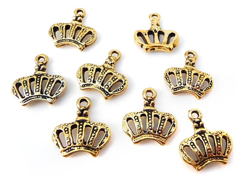 Anhänger als Krone in goldfarben 10 Stück
