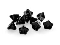 10 Glasblumen in schwarz, 9 mm