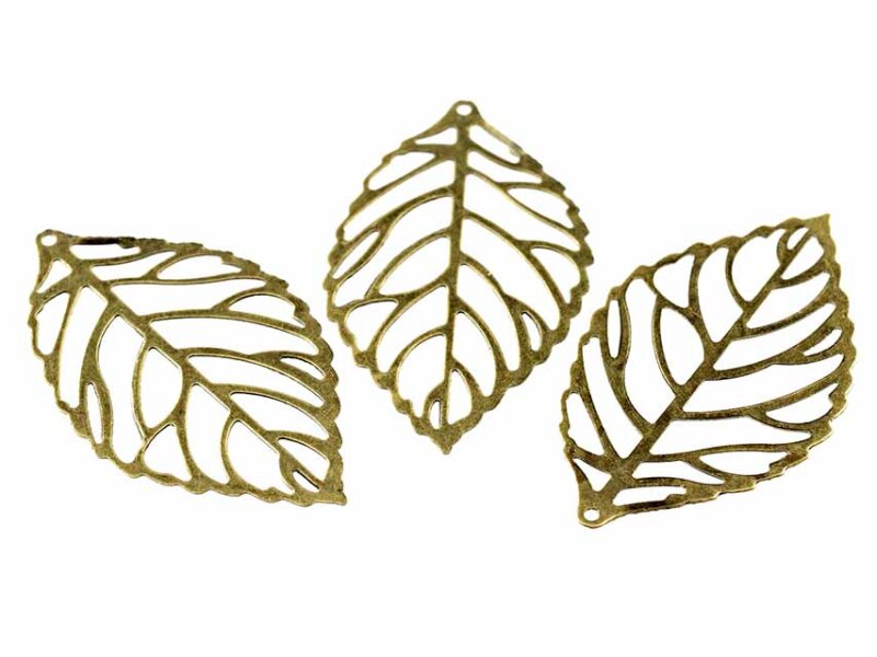 8 filigrane Blätter in antik Bronze