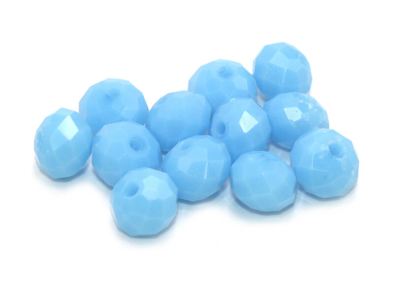 12 Glasschliffperlen in eisblau, 8 mm