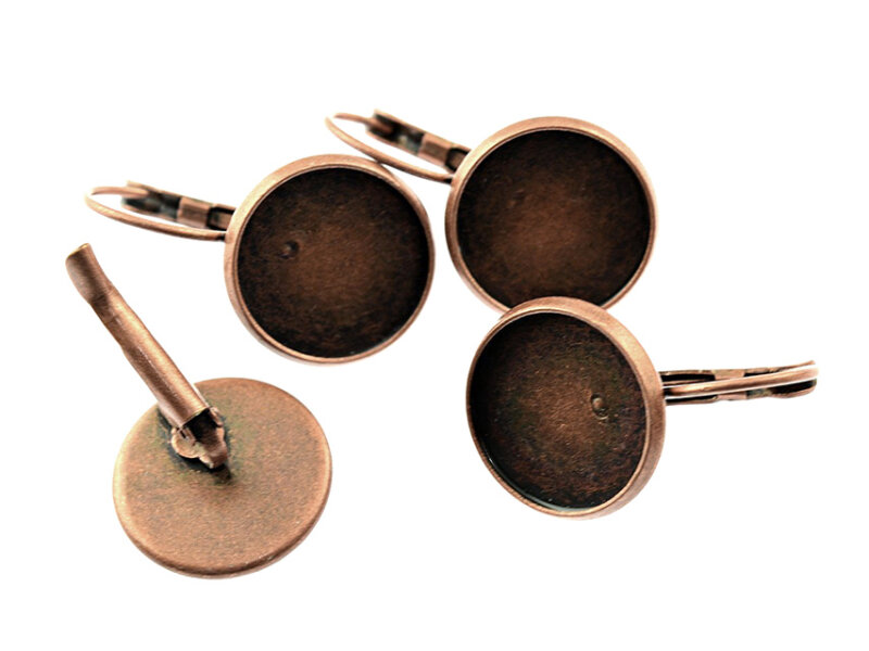 4 Brisuren in antik Kupfer für 14 mm Cabochon