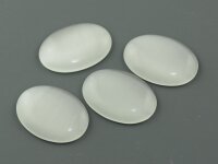 6 Cabochons 18 x 13 mm Cateyeglas in weiß