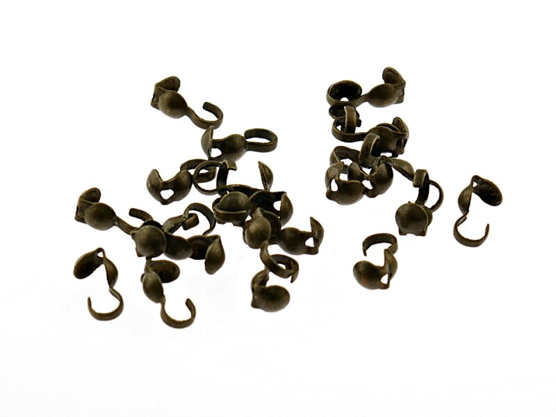 50 Endkappen für dünne Bänder in antik Bronze, 2,5 mm