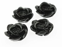 4 Cabochons als Rosen in schwarz, 18 mm