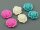 6 Seerosen Cabochons als Set in weiß, pink, türkis, 16 x 18 mm
