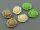 6 Seerosen Cabochons als Set in braun, beige, hellgrün, 16 x 18 mm