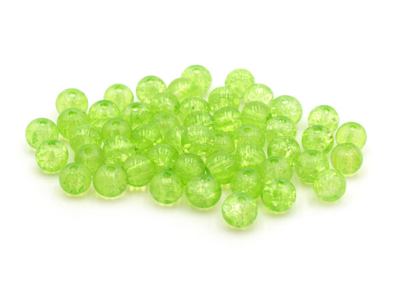 50 Crackleglasperlen in grün, 6 mm