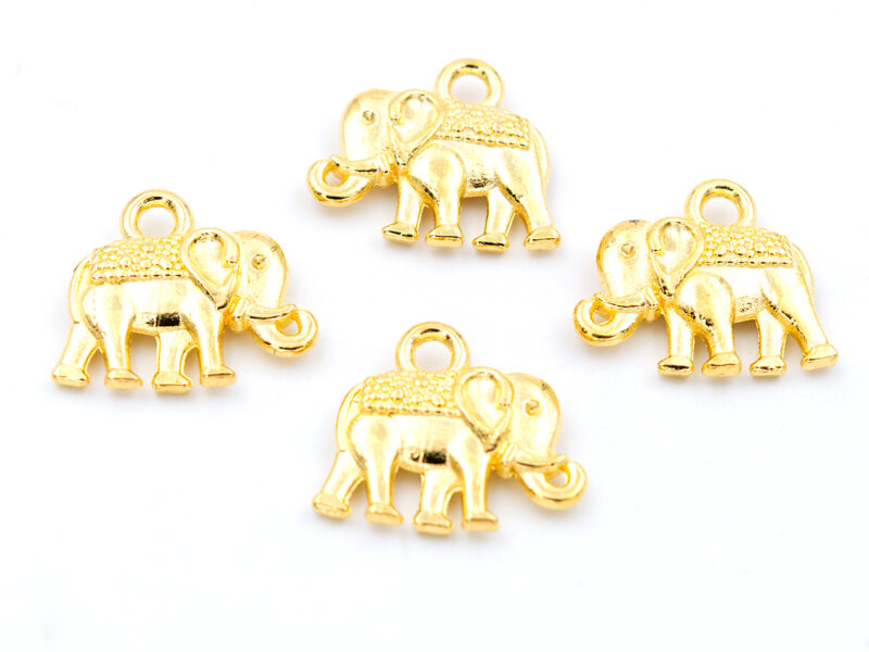 8 Anhänger als indische Elefanten in goldfarben
