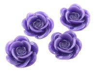 4 Cabochons als Rosen in violett, 18 mm