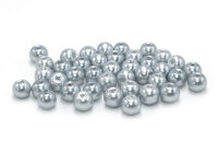 40 Glaswachsperlen in Silber, 6  mm