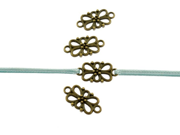 12 filigrane Verbinder "Blume" in antik bronzefarben