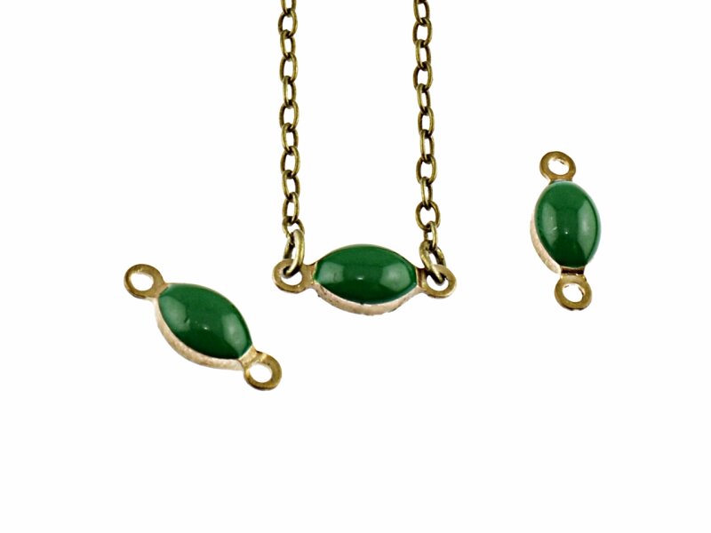 6 emaillierte Verbinder "Emerald" aus Messing
