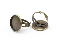Ringrohlinge mit runder Fassung für 20mm Cabochons in antik bronzefarben 2 Stück